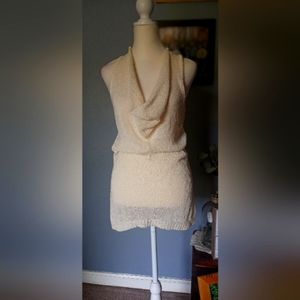 Cream popcorn Racer back sweater tank